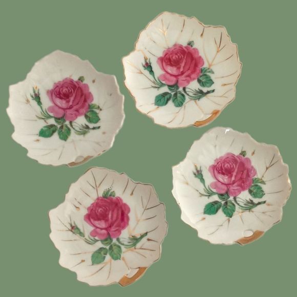 Vintage Viceroy China & Nasco Porcelain Leaf Shaped Trinket Dish Gold Tr… - Picture 1 of 8